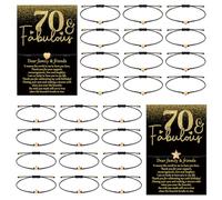 Misdary 25 Set Birthday Party Gift Favors for Guests Adjustable Wish Bracelets Thank You Cards Birthday Bracelets with Heart Star Charm Bags for Birthday Anniversary Guest Souvenirs (25,70th Birthday)