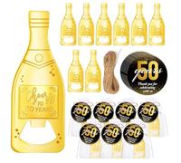 Misdary 25 Sets 50th Birthday Party Favors for Guests Small Gold Bottle Opener with Thank You Tag Organza Bag Cheers to 50 60 Years Anniversary Souvenirs Thank You Gifts for Adults