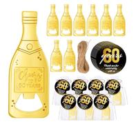 Misdary 25 Sets 60th Birthday Party Favors for Guests Small Gold Bottle Opener with Thank You Tag Organza Bag Cheers to 60 Years Anniversary Souvenirs Thank You Gifts for Adults