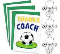 Misdary 3 Pack Soccer Coach Appreciation Gift Set Include 3 Thanks Coach Greeting Card 3 Soccer Coach Keychain Thanks Soccer Coach You're Awesome Gift for Men Women Soccer Football Party Ideas