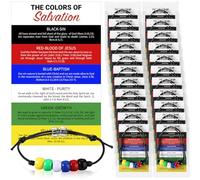 Misdary 300 Pcs Plan of Salvation Bracelets Sets with Prayer Pocket Cards Sunday Crafts for Teaching Kit, 100 Bead Bracelet 100 Bulk Plan of Salvation Cards with 100 Bags