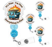 Misdary 4 Pcs Funny Badge Reel for Nurse, Dumpster Fire Badge Reel Cute Retractable Holder Name ID Clip with Alligator Clip for Nursing Medical Assistant Doctor Work Accessories Coworker