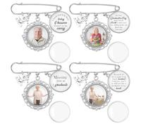 Misdary 4 Pcs Graduation Memorial Pin DIY Photo Tassel Charm Missing You as I Graduate Sympathy Memorial Photo Pin for Class of 2026 Keepsake Gifts