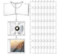 Misdary 40 Pcs Mini CD Key Fob Album Cases Plastic CD Cases Clear DVD Case Bulk DVD Jewelry Key Chain Music Blank Mini Compact Disc Holder Pendant