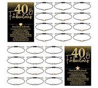 Misdary 40th 50th 60th 70th Birthday Party Gift for Women Adjustable Wish Bracelets with Heart Star Charm Thank You Card for Anniversary Mom Men Guests Souvenirs Favors(25,40th Birthday)