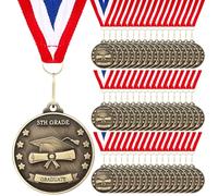 Misdary 48 Pack 5th Grade Graduation Gifts, Elementary Primary School Graduation Medal with Neck Ribbon for Student Congrats Grade Party Favor Supplies Gifts Bulk Class Graduates Award