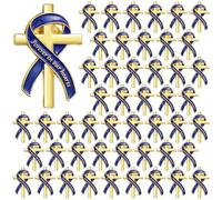 Misdary 50 Pcs Funeral Favors for Guests Funeral Memorial Pin Cross Ribbons Forever in Our Hearts Lapel Brooch Pin for Religious Christian Celebration of Life Mourning Remembrance Day Supplies, about