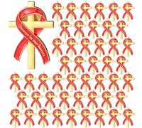 Misdary 50 Pcs Funeral Favors for Guests Funeral Memorial Pin Cross Ribbons Forever in Our Hearts Lapel Brooch Pin for Religious Christian Celebration of Life Mourning Remembrance Day Supplies, about