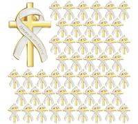 Misdary 50 Pcs Funeral Favors for Guests Funeral Memorial Pin Cross Ribbons Forever in Our Hearts Lapel Brooch Pin for Religious Christian Celebration of Life Mourning Remembrance Day Supplies, about