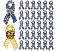Misdary 50 Pcs Funeral Ribbon Rose Pins Memorial Respect Ribbon Bow Forever in Our Heart Funeral Party Supplies for Memorial Service Event Mourning Remembrance Day, Blue, 1.38 x 1.1 inches