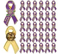Misdary 50 Pcs Funeral Ribbon Rose Pins Memorial Respect Ribbon Bow Forever in Our Heart Funeral Party Supplies for Memorial Service Event Mourning Remembrance Day, Purple, 1.38 x 1.1 inches