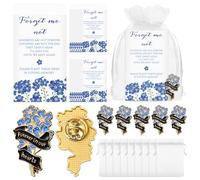 Misdary 50 Set Celebration of Life Favors Memorial Flowers Pins Funeral Favors Pins Forget Me Not Poem Cards with Organza Bags Memorial Gift for Sympathy Funeral Guest Return, Multicolor, 1.38 x 1.1