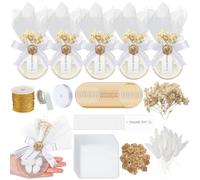 Misdary 50 Set Wedding Almond Candy Favors for Guests Include Ring and Tulle Bag DIY Marzipan Souvenirs for Engagement Bridal Shower Italian Wedding Tradition Gift, No Almond Candy(Wax Seal)