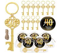 Misdary 50 Sets Birthday Party Favors for Guests Included Bottle Openers Beer Opener Keychains Thank You Tags with Organza Bags and Rope Adult Birthday Party Favor Souvenirs Gift Supplies(40th)