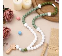 Misdary Baby Rosary Baptism Gift Silicone God Bless Kids First Rosary with Cross 1st Year Baptism Party Supply for Baby Shower Christian Communion Gifts(Green,Square)