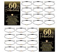 Misdary Birthday Party Gift Favors for Guests Adjustable Wish Bracelets with Heart Star Charm Thank You Cards Organza Bags for 40th 50th 60th 70th Anniversary Guest Souvenirs(50,60th Birthday)