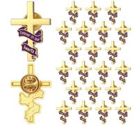 Misdary Christian Cross Funeral Pins for Guest Forever in Our Hearts Ribbon Lapel Pins Religious Christian Gift for Memorial Remembrance Ceremony Celebration of Life Mourning, Purple, 1.38 x 1.1