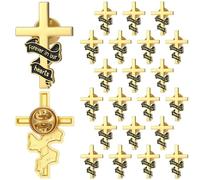 Misdary Christian Cross Funeral Pins for Guest Forever in Our Hearts Ribbon Lapel Pins Religious Christian Gift for Memorial Remembrance Ceremony Celebration of Life Mourning, Black, 1.38 x 1.1 inches