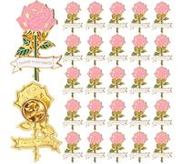 Misdary Funeral Favors for Guest Memorial Rose Pin Life Celebration Enamel Lapel Pin for Religious Christian Mourning Remembrance Day, 1.38 x 1.1 inches, alloy and enamel, no gemstone