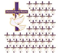 Misdary Funeral Gifts for Guests Memorial Cross Dove Pins Forever in Our Hearts Lapel Pin for Mourning Memorial Day, Approx. 3.5 x 2.8 cm, Metal, Alloy, about 1.38 x 1.1 inches, Metal