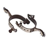 MISDBOUBM 1 Pair Vintage Brown Iron Horse Spurs with Star Pattern, Western Cowboy Spurs for Horse Riding, Rustproof Durable Spurs with U - Shaped Heel Band for Equestrian