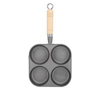 MISDBOUBM 4 Cups Egg Frying Pan, Iron Nonstick Egg Cooker Pan with Wooden Handle, for Omelettes Burgers Dumplings Breakfast Cooking