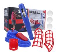 MISDBOUBM Baseball Pitching Toy for Kids, Baseball Launcher Training Set with Collapsible Bat, Automatic Ball Release System, Includes 3 Baseballs and Adjustable Tee, Perfect for Children's