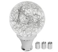 MISDBOUBM Round Knob, Faux Gear Shifter Head, Modified Car Gear Knob for Manual, JDM Metal Lever with 3 Adapters for Most Vehicles (Silver)