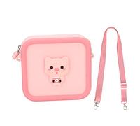 MISDBOUBM Silicone Kids Camera Bag, Cute Cartoon Animal Design Shockproof Large Capacity Camera Carrying Case with Adjustable Shoulder Strap for Children Over 3 Years (Pink Pig)