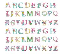 MISDONR 1.4 Inch Iron On Letter Patches Floral, 2 Sets (52 Pieces) A-Z Flower Embroidery Alphabet Patches for Clothing Backpacks Hats Shirts