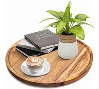Misecrisa 11.5 Inches Round Acacia Wood Tray, Decorative Serving Tray for Home Decor, Coffee Table, Kitchen, Dining Room, Candle Tray, Appetizer Board