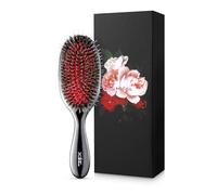 MISEL Professional Boar Bristle Hair Brush for Women and Men | Detangles All Natural Hair Types and Hair Extensions | Reduces Breakage | Great for Wavy and Straight Hair | Salon-Approved | Medium