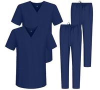 MISEMIYA Lot Sanitaires Bz-2-6801-6802 Pack 2 Pcs-Unisex Scrub Top and Trousers, Navy Blue 88, XS Adult, Navy Blue 88, XS