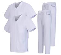 MISEMIYA - Pack * 2 Pcs - Uniforms Unisex Scrub Set - Medical Uniform with Scrub Top and Pants - Ref.2-8178 - Large, White 68