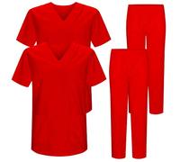 MISEMIYA - Pack * 2 Pcs - Uniforms Unisex Scrub Set - Medical Uniform with Scrub Top and Pants - Ref.2-8178 - Small, Red