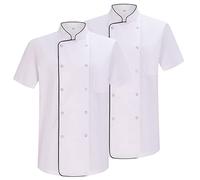 MISEMIYA - Pack 2 Units -CHEF JACKETS GENTLEMAN WITH REFORMED BUTTON - Ref.8421B - Large, Chef Jacket 6821B - White