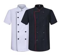 MISEMIYA - Pack 2 Units -CHEF JACKETS GENTLEMAN WITH REFORMED BUTTON - Ref.8421B - Medium, BLACK-WHITE