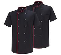 MISEMIYA - Pack 2 Units -CHEF JACKETS GENTLEMAN WITH REFORMED BUTTON - Ref.8421B - Medium, Chef Jacket 6821B - Black
