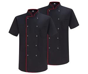 MISEMIYA - Pack 2 Units -CHEF JACKETS GENTLEMAN WITH REFORMED BUTTON - Ref.8421B - Medium, Chef Jacket 6821B - Black