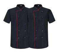 MISEMIYA - Pack 2 Units -CHEF JACKETS GENTLEMAN WITH REFORMED BUTTON - Ref.8421B - Small, Black 21