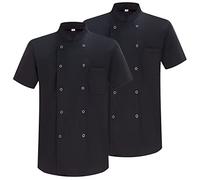MISEMIYA - Pack 2 Units -Chef Jackets Gentleman with Short Sleeves - Ref.8421 - Medium, Chef Jacket 6821 - Black