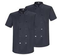 MISEMIYA - Pack 2 Units -Chef Jackets Gentleman with Short Sleeves - Ref.8421 - Medium, Chef Jackets 8421 - Black