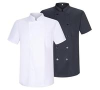 MISEMIYA - Pack 2 Units -Chef Jackets Gentleman with Short Sleeves - Ref.8421 - Small, Mixto