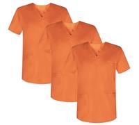 MISEMIYA Pack 3 Pcs-Casaca Sanitario Unisex Mz-3-817 Medical Scrubs Shirt, Orange, L (Pack of 3)