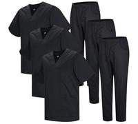 MISEMIYA - Pack * 3 Sets - Unisex Sanitary Uniform Medical Sanitary Uniforms Sanitary Sets 3-817-8312 - Large, Black 22
