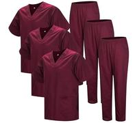 MISEMIYA - Pack * 3 Sets - Unisex Sanitary Uniform MEDICAL SANITARY UNIFORMS SANITARY SETS 3-817-8312 - Large, Garnet 22