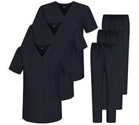 MISEMIYA - Pack * 3 Sets - Unisex Sanitary Uniform Medical Sanitary Uniforms Sanitary Sets 3-817-8312 - Small, Black 68