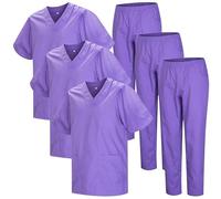 MISEMIYA - Pack * 3 Sets - Unisex Sanitary Uniform Medical Sanitary Uniforms Sanitary Sets 3-817-8312 - X-Large, Lilac 22