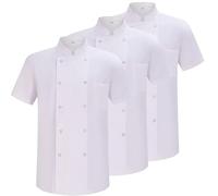 MISEMIYA - Pack 3 Units -Chef Jackets Gentleman with Reformed Button - Ref.8421B - XX-Large, White