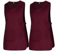 MISEMIYA - Package 2 Units - Cleaning Apron Work Uniform Clinical Medical Cleaning Veterinary Sanitary Hospitality- Ref.868 - Large, Garnet 21